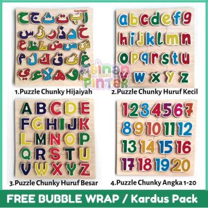 Puzzle Kayu Chunky 3D Pembelajaran Hijaiyah Alphabet Angka Buah Dan Sayur Bisa COD