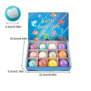 12-Pack Kids Organic Bath Bombs Set with Surprise Toys - Moisturizing & Anti-Bacterial Fizzy Balls Handmade Ideal Birthday Gift