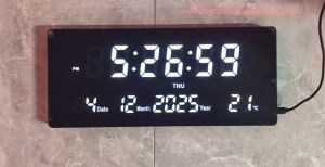 Sonifer Jam Dinding Digital SMS-3615 Alarm Clock 36 cm x 15 cm LED Merah / Putih FREE CUSTOM NAMA