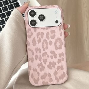 Retro Leopard Print Leather Texture Phone Case For iPhone 17 16 15 14 13 12 18 Pro Max Shockproof Bumper Slim Matte Hard Cover
