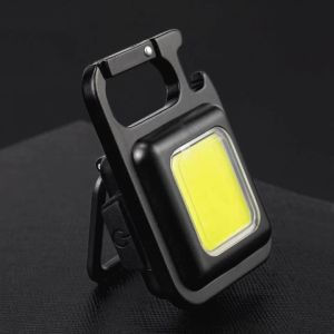 Portable outdoor emergency LED flashlight Mini USB charging keychain light COB work light Multi-function bottle opener