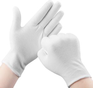 3 Pairs Cotton Gloves for Dry Hands Sleeping Soft Moisturizing Eczema Gloves Overnight Stretchable White Gloves Women & Men for Coin Jewelry Silver Inspection Halloween Costume