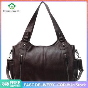 Shoulder Bag for Women with Multi-Pockets Crossbody Bag PU Leather Trendy Messenger Bag Retro Handbag for Work Travel