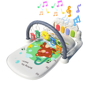 Baby Music Rack Play Mat with Piano Keyboard Early Education Gym Crawling Game Pad Toys