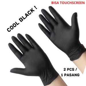 Sarung Tangan Deling Hitam Hand Gloves Nitrile Black Powder Free Tanpa Bedak Shamrock Latex