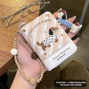 BHQ Dachshund Short Wallet with Zip Embroidered Card Holder PU Leather Coin Purse Dompet Kad 卡包 钱包