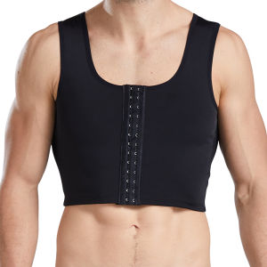 JHHB Men Body Shapers Chest Compression Corset Seamless Building Corrector Posture Shaper Back Support Vest with Hooks