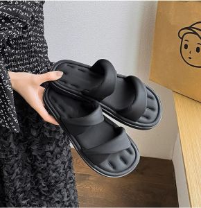 [FreeShipping] Womens soft-soled slippers for summer outdoor wear cloud-style one-strap casual sandals beach shoes