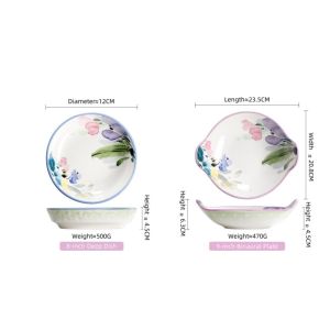 OMK American Style Underglaze Ceramic Dinnerware Set Dinner Plate Deep Dish Salad Bowl Double Ear Fruit Plate Home Tableware