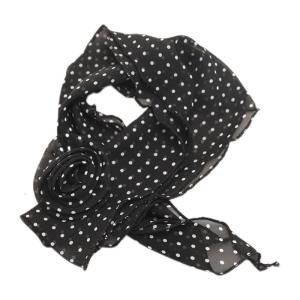 Stylish Round Dot Rose Print Long Scarf for Women Decorative Neck Scarf Narrow for Business or Casual Outfits