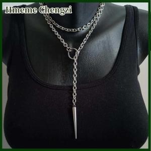 Hmeme Punk Stud Necklace Gothic Jewelry Bat Exaggeration Y2k O-ring Design Trendy Choker For Women Man