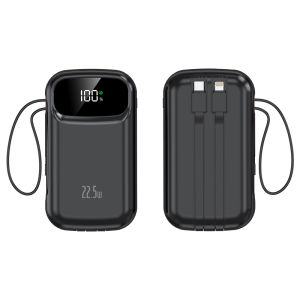 TYZONG 10000mAh-25000mAh Power Bank PD 22.5W Fast Charging With Built in Three Cables Portable Charger External Battery Pack For Phone