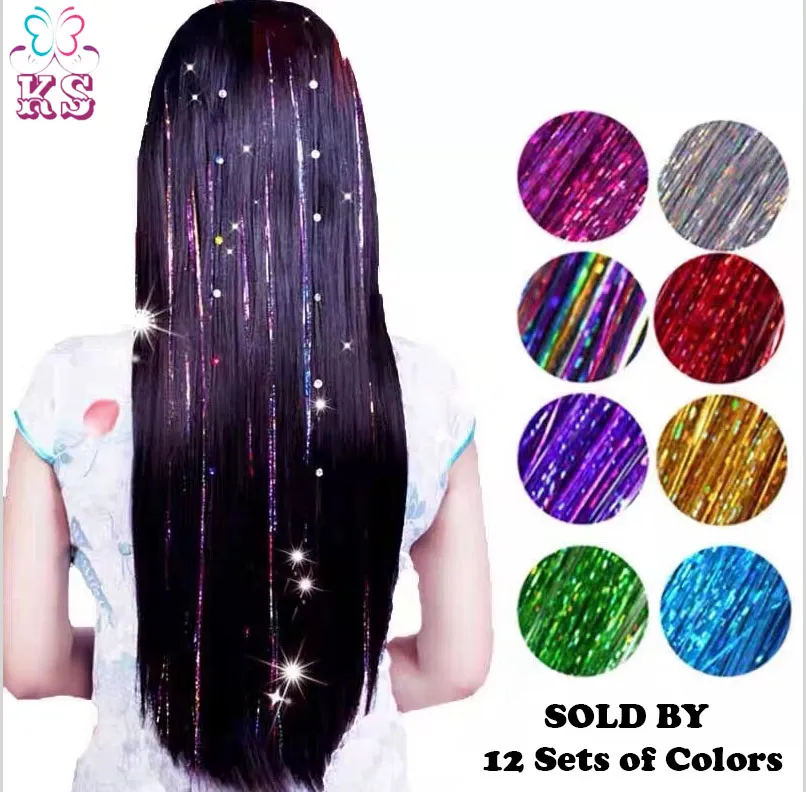 Korean Style WIG Hair Tinsel 10 Colors 10sets pack Shining