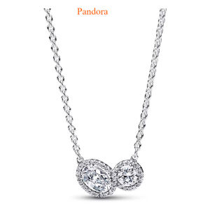 [New Product] Pandoraˉ Womens Necklace Earrings 925 Pure Silver Pandoraˉ Unlimited Favorite Necklace Earnail Set Claw Inlay Craftsmanship Exquisite Niche