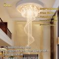 Phube Double spiral staircase lustre crystal ceiling chandelier lighting restaurant hotel hall loft  Modern Crystal Spiral Chandelier, Foyer Chandelier, Staircase Raindrop. 