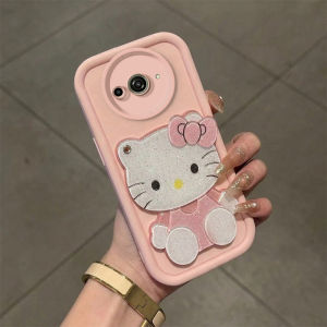 PBZZ Case for redmi a3 A3X POCO C61 2024 4g phone casing Softcase Silicone shockproof Cover new design aesthetic cute pink cat mirror with holder for women JTMJZJ3
