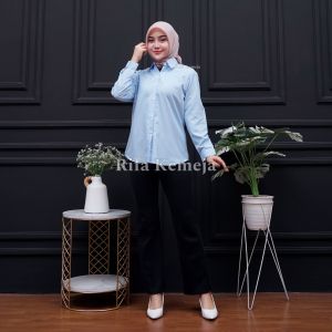 kemeja putih wanita formal kerja - kemeja polos lengan panjang wanita