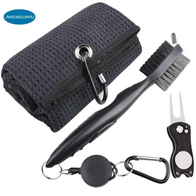 Golf Club Cleaner Cleaning Kit Towel Brush Divot Tool&amp Groove Sharpener for Men&amp Women