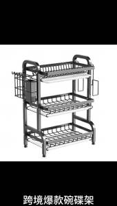 [SG Seller]Stainless Steel Dish Drainer Rak Dish Plate Drying Storage Rack Organizer Kitchen Bowl Drain Rack