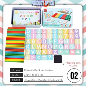 [uBeli] Mainan Matematik 110pcs Domino Blocks Mathematics Wooden Add & Sub Counting Learning Toy 数学多米诺 - BT158