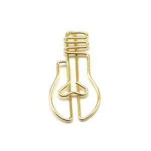 Light Bulb Shaped Paper Clip Wholesale Metal Bookmark Office Paper Pins Golden Office Paper Clips Decorative Rose Gold Paperclip2026