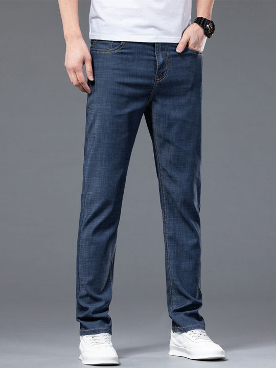 Ice%20silk%20men's%20jeans%20in%20summer%20thin%20loose%20stretch%20Tencel%20casual%20pants%202023%20new%20business%20straight%20pants%20-%20Image%203