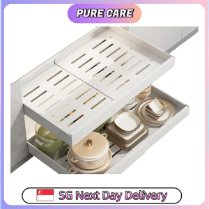 【Pure Care】 Extendable Pull- Out Drawer Organizer/ Kitchen Storage / Condiments Storage /Cabinet Storage
