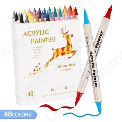 12/24/36/48/60 Colors Dual-Head Acrylic Marker Pen Coloring Pen Highlighter Set Of Painting And Drawing Acrylic Marker Office Supplies