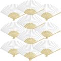 50 Packs White Paper Fans Paper Hand Fan Bamboo Folding Fan Handheld Fan Paper Folded Fan Paper Fan for Wedding Party and Home Decoration. 