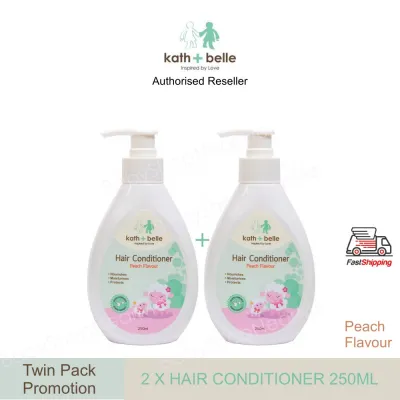 [Twin Pack Promotion] Kath + Belle Hair Conditioner Peach Flavour 250ml (Long Expiry) For Newborn Baby To School Kids