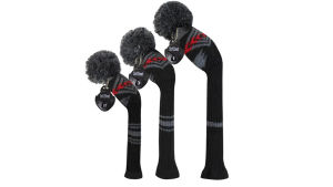 Scott Edward ชุดผ้าคลุมหัวกอล์ฟรูปแบบใหม่ 3 ชิ้นพร้อมชั้นสองชั้น Qualtiy สูงถักไหมพรมยืดหยุ่นพอดีตัวป้องกันหัวกอล์ฟสําหรับคนขับไม้แฟร์เวย์และไม้ไฮบ