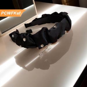 【PCWFKef】 Thời trang pha lê Ruffle tóc Hoop tóc ban nhạc cho phụ nữ cô gái headbands rộng hairband Phụ kiện tóc mũ nón