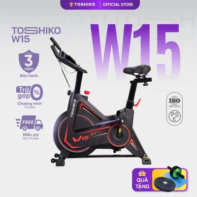 Xe đạp tập thể dục tại nhà Toshiko W15 khung xe thép chống rỉ [Lắp đặt tại nhà] phanh từ êm ái không gây ồn điều chỉnh yên xe linh hoạt theo dáng ngồi cảm biến nhịp tim theo nhịp đạp