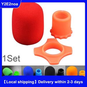 【Local shipping】 Microphone Anti-Roll Anti Skid Case with Microphone Sponge Cover Set Mic Protection Silicone Ring Bottom Rod Sleeve Holder