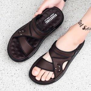 Free Shipping New MenS Sandals Featuring A Thick Leather Sole Perfect For Summer Beach Wear And Designed For Both Indoor And Outdoor Use With A Non-Slip And Wear-Resistant Sole