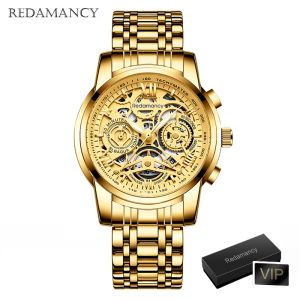 Redamancy Jam Tangan Pria 100% Original Jam tangan anti air pria Luxury Bisnis Bercahaya Jam Sabuk baja rantai