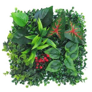 NEXTYOO Màu xanh lá Tường cây nhân tạo Nhựa 2525cm Bảng mô phỏng thực vật Cây xanh Tự làm Tấm Panel Cây DIY Phông nền đám cưới