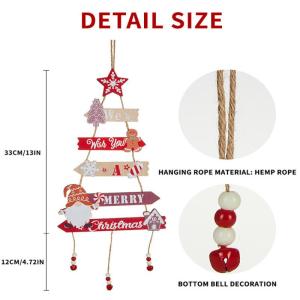 hananre Colorful Christmas Hanging Pendant Wooden Crafts Xmas Tree Wall Ornament Christmas Party Scene Props Decoration Gift