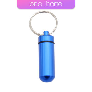 One Home กล่องยายาพวงกุญแจอลูมิเนียม กล่องใส่ยาขนาดเล็กแบบพกพากันน้ำ Keychain Pill Box