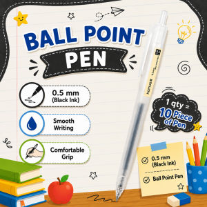 [10 PENS] 📚 Ball Point Pen 0.5mm Fine Point  Black/Blue/Red Ink  Retractable Pen  Smooth Ink Flow  Stationery
