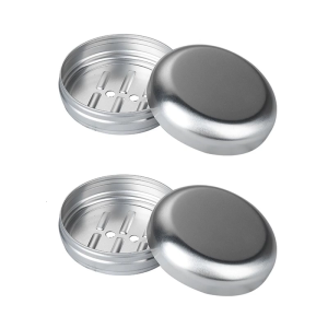 Set Of 2 Aluminium Metal Soap Box Waterproof Soap Dishes with Drips Rack for Travel and Camping