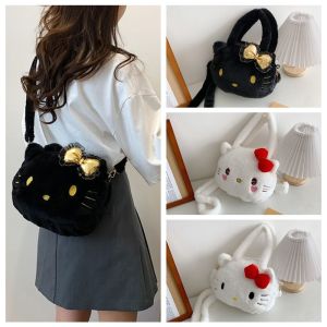 NCUMBE จุได้มาก กระเป๋าสะพายไหล่กำมะหยี่รูปคิตตี้ สไตล์ญี่ปุ่นแบบ คิตตี้สำหรับเด็ก กระเป๋าตุ๊กตาผ้า น่ารักน่ารักๆ กระเป๋า Crossbody กระเป๋าสะพายลายการ์ตูน สำหรับผู้หญิง
