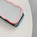 2 IN 1 Macaron Solid Color Wave Frame Transparent Phone Case for iPhone 13 12 Pro Max 11 Xr Xs Max X 7 8 Plus Clear Thicken Shockproof Bumper Soft TPU Back Cover Casing. 