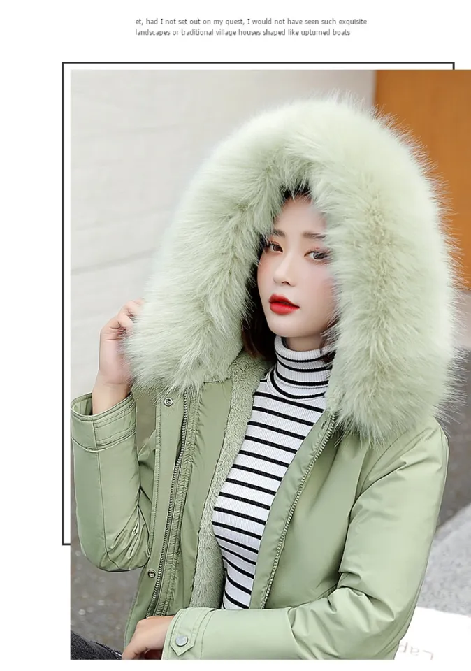 2023 Autumn New Warm Fur Collar Thick Jacket Fashion Short Hooded Parkas  Coat Winter Jacket Women Office Lady Streetwear