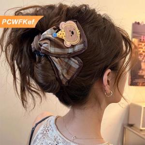 【PCWFKef】 Ngọt Ngào Sọc Vải Tóc Móng Vuốt Dễ Thương Bowknot Thỏ Gấu Cá Mập Clip Cho Cô Gái Hàn Quốc Phong Cách Phim Hoạt Hình Tóc Barrettes Tóc Phụ Kiện