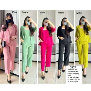 A&B Set Setelan 3in1 7877-85 Crinkle Premium Realpic Ld Inner 100 PJ 62 LD Blazer 100 pj 63 LP 60-90 CM