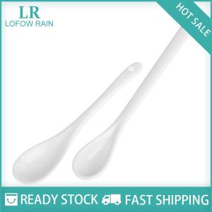 LF Wholesale✨Flash Sale ✨ ช้อนเซรามิกพอร์ซเลนสีขาวแบบสั้นยาวสำหรับกาแฟซุปน้ำตาลชาอุปกรณ์ของหวาน