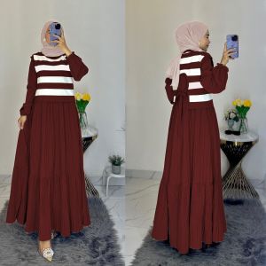 MADHARSHOP Kevia Maxy Dress Wanita Muslimah Crinkle Plisket Mix Kombed Allsize