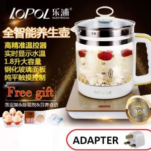[LazChoice] [FREE ADAPTER] 养生壶汤锅 1.8L Lopol Capacity Health Pot Multifunction Glass Electric Kettle Teapot Kitchen Boiler Cooker Soup Sup