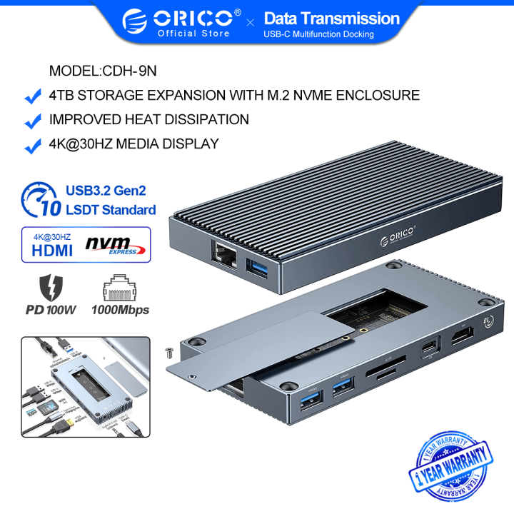 NVMe SSD Case ORICO USB C HUB with 4K60Hz USB 10Gbps PD100